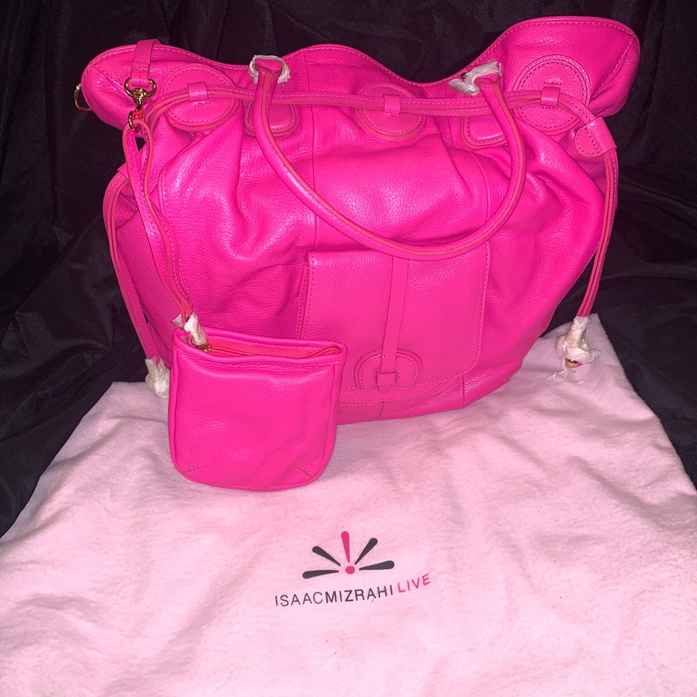 Isaac Mizrahi Live Pink Pebble leather Purse Bag